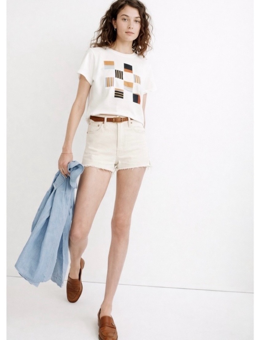 Madewell The Perfect Jean Short Tile White